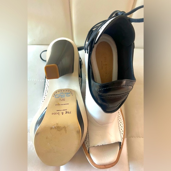 NWOT Rag & Bone retro black/white platform leather heels made in Italy 37.5 (7) - Picture 7 of 8